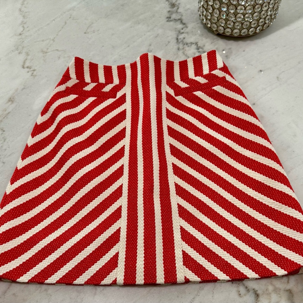 Karen Millen Red & White A-Line Mini Skirt